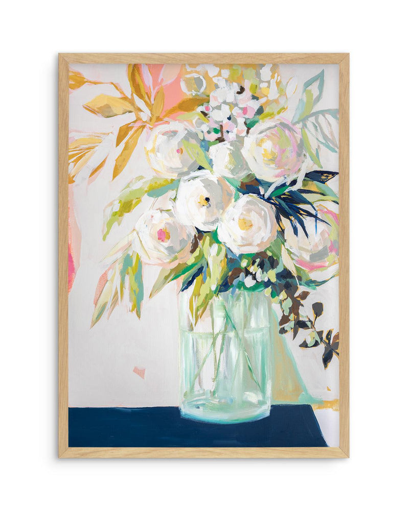 Aqua and Navy Bouquet by Jenny Westenhofer Art Print-PRINT-Olive et Oriel-Jenny Westenhofer-A4 | 8.3" x 11.7" | 21 x 29.7cm-Oak-With White Border-Buy-Australian-Art-Prints-Online-with-Olive-et-Oriel-Your-Artwork-Specialists-Austrailia-Decorate-With-Coastal-Photo-Wall-Art-Prints-From-Our-Beach-House-Artwork-Collection-Fine-Poster-and-Framed-Artwork