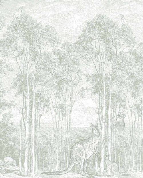 Australian Bush Animals Wallpaper Mural in Eucalyptus-Wallpaper-Buy Kids Removable Wallpaper Online Our Custom Made Children√¢‚Ç¨‚Ñ¢s Wallpapers Are A Fun Way To Decorate And Enhance Boys Bedroom Decor And Girls Bedrooms They Are An Amazing Addition To Your Kids Bedroom Walls Our Collection of Kids Wallpaper Is Sure To Transform Your Kids Rooms Interior Style From Pink Wallpaper To Dinosaur Wallpaper Even Marble Wallpapers For Teen Boys Shop Peel And Stick Wallpaper Online Today With Olive et Oriel