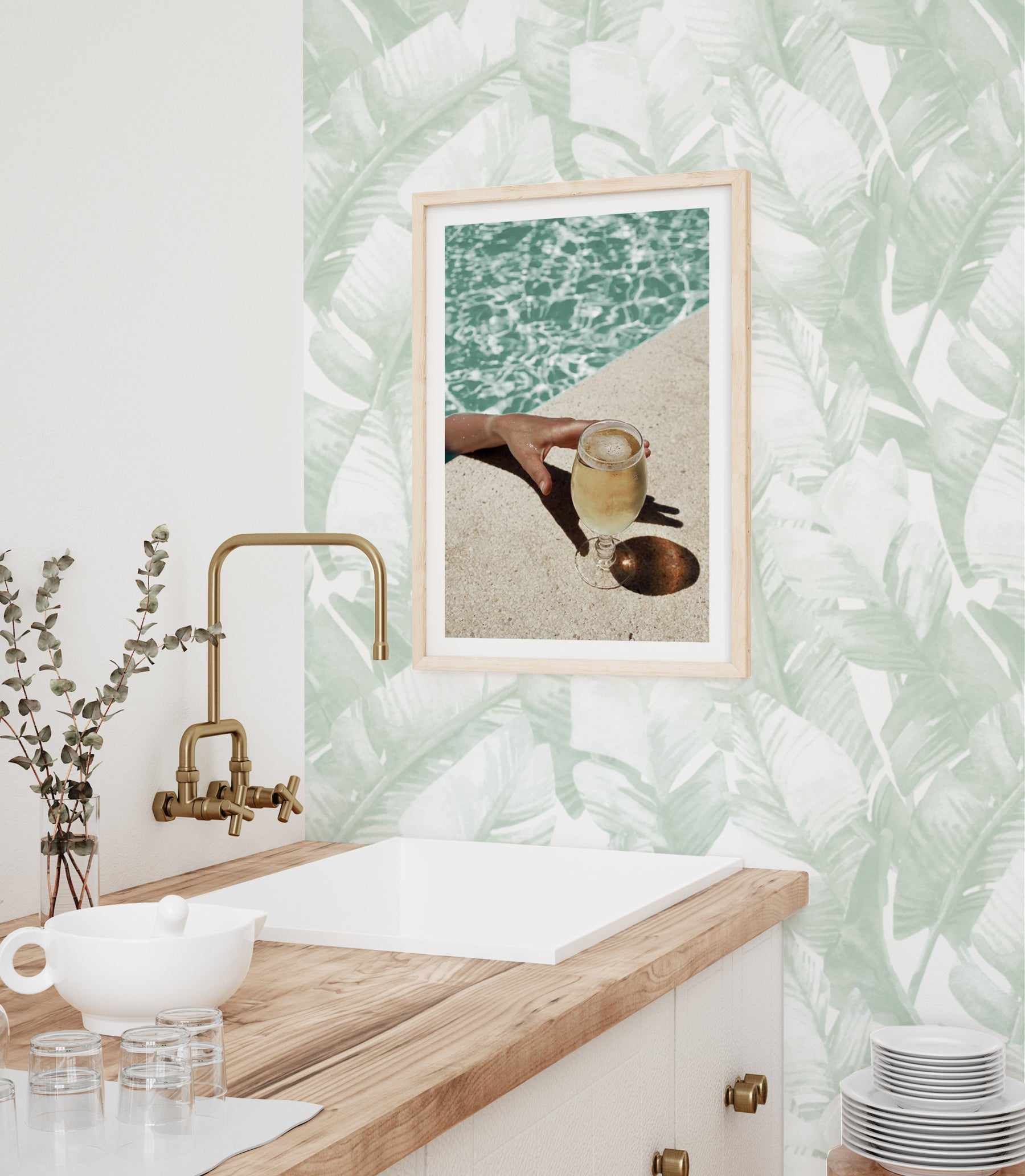 Wild Green Banana Leaf Peel and Stick Wallpaper For Wall