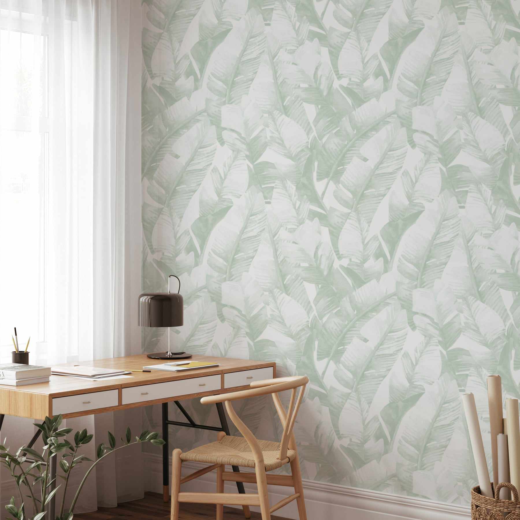 Banana Leaf Palms | Green Wallpaper-Wallpaper-Buy Australian Removable Wallpaper Now Sage Green Wallpaper Peel And Stick Wallpaper Online At Olive et Oriel Custom Made Wallpapers Wall Papers Decorate Your Bedroom Living Room Kids Room or Commercial Interior