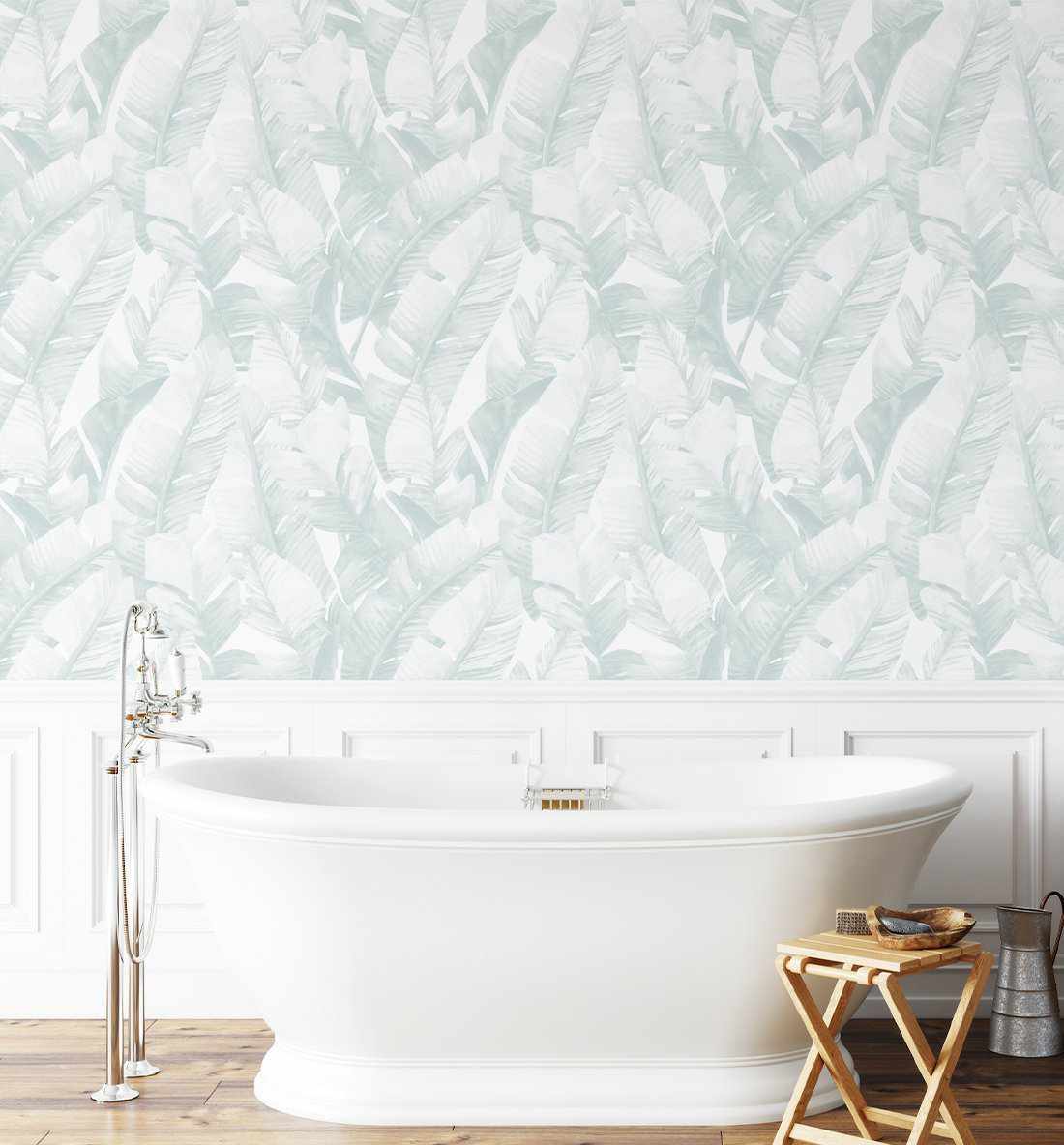 Banana Leaf Palms | Seafoam Wallpaper - Olive et Oriel