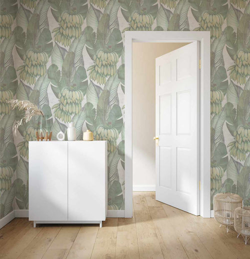 Banana Palm Wallpaper-Wallpaper-Buy Australian Removable Wallpaper Now Sage Green Wallpaper Peel And Stick Wallpaper Online At Olive et Oriel Custom Made Wallpapers Wall Papers Decorate Your Bedroom Living Room Kids Room or Commercial Interior