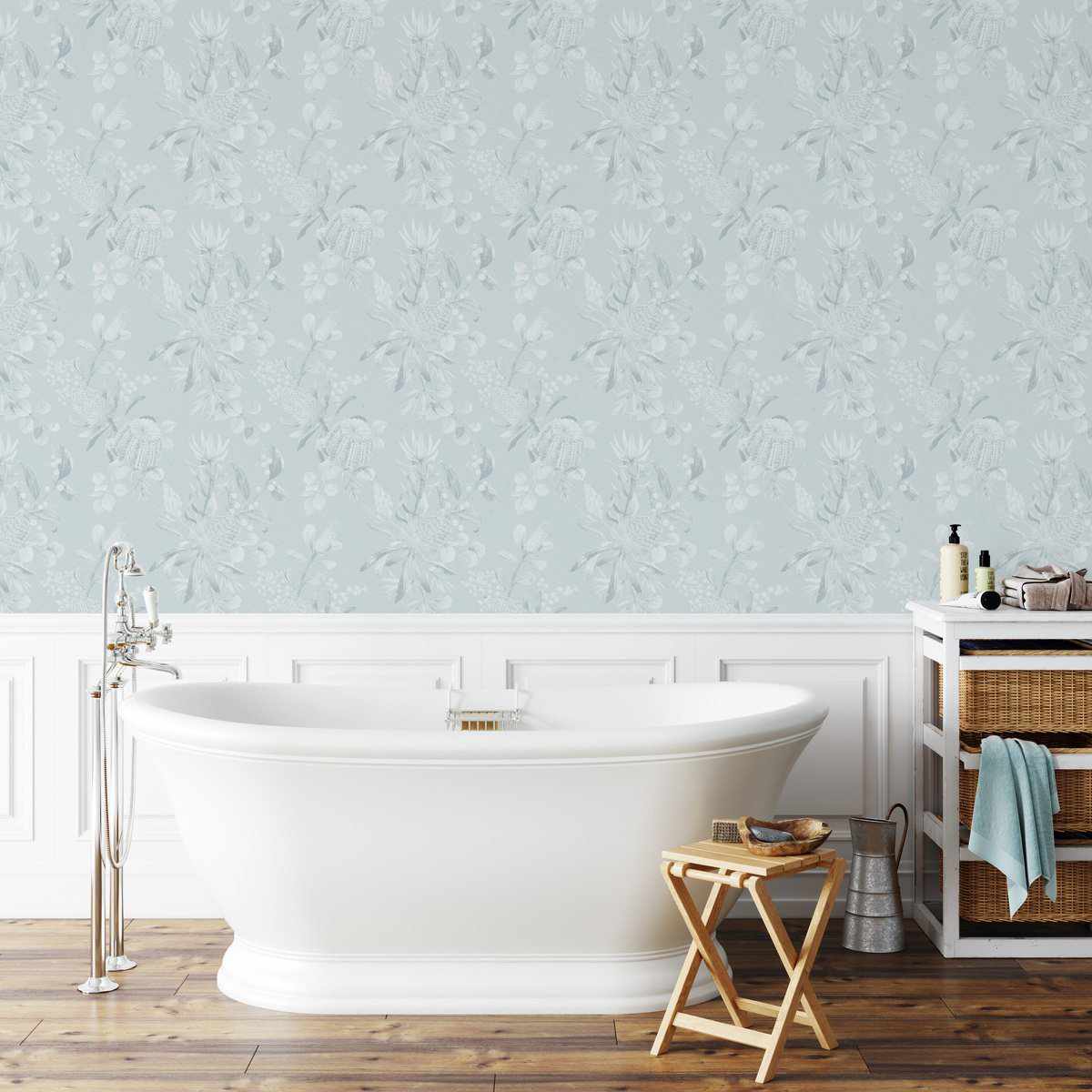 Banksia in Duck Egg Blue Wallpaper - Olive et Oriel