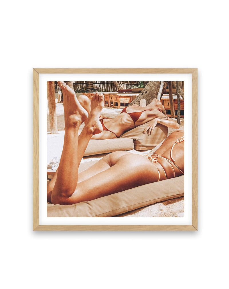 Beach Club SQ by Amy Hallam Art Print-PRINT-Olive et Oriel-Amy Hallam-70x70 cm | 27.5" x 27.5"-Oak-With White Border-Buy-Australian-Art-Prints-Online-with-Olive-et-Oriel-Your-Artwork-Specialists-Austrailia-Decorate-With-Coastal-Photo-Wall-Art-Prints-From-Our-Beach-House-Artwork-Collection-Fine-Poster-and-Framed-Artwork