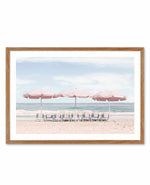 Beach Days | Pink Umbrellas Art Print-PRINT-Olive et Oriel-Olive et Oriel-50x70 cm | 19.6" x 27.5"-Walnut-With White Border-Buy-Australian-Art-Prints-Online-with-Olive-et-Oriel-Your-Artwork-Specialists-Austrailia-Decorate-With-Coastal-Photo-Wall-Art-Prints-From-Our-Beach-House-Artwork-Collection-Fine-Poster-and-Framed-Artwork