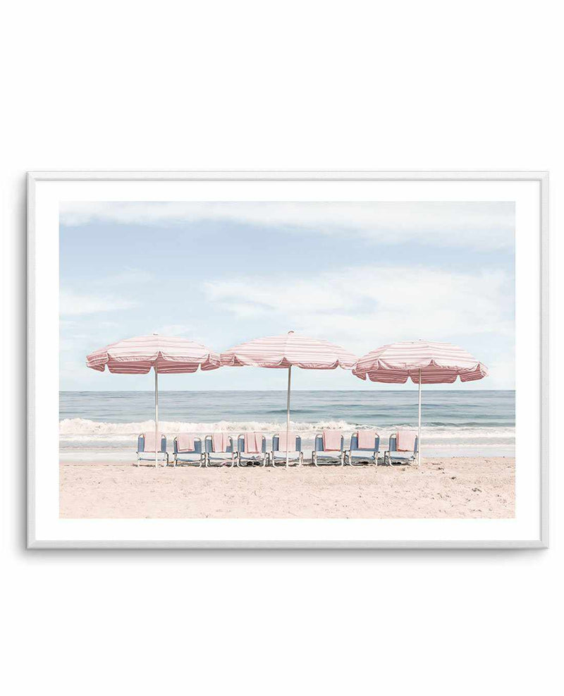 Beach Days | Pink Umbrellas Art Print-PRINT-Olive et Oriel-Olive et Oriel-A5 | 5.8" x 8.3" | 14.8 x 21cm-Unframed Art Print-With White Border-Buy-Australian-Art-Prints-Online-with-Olive-et-Oriel-Your-Artwork-Specialists-Austrailia-Decorate-With-Coastal-Photo-Wall-Art-Prints-From-Our-Beach-House-Artwork-Collection-Fine-Poster-and-Framed-Artwork