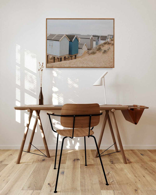 Beach Huts LS by Chloe Frost-Smith | Framed Canvas Art Print