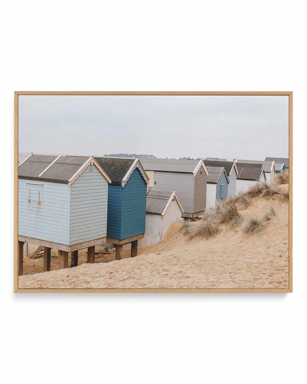 Beach Huts LS by Chloe Frost-Smith | Framed Canvas Art Print