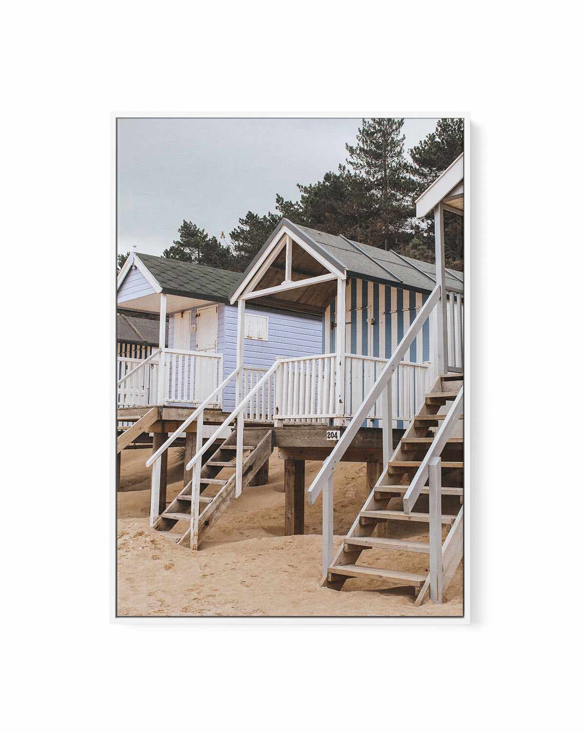 Beach Huts PT by Chloe Frost-Smith | Framed Canvas Art Print