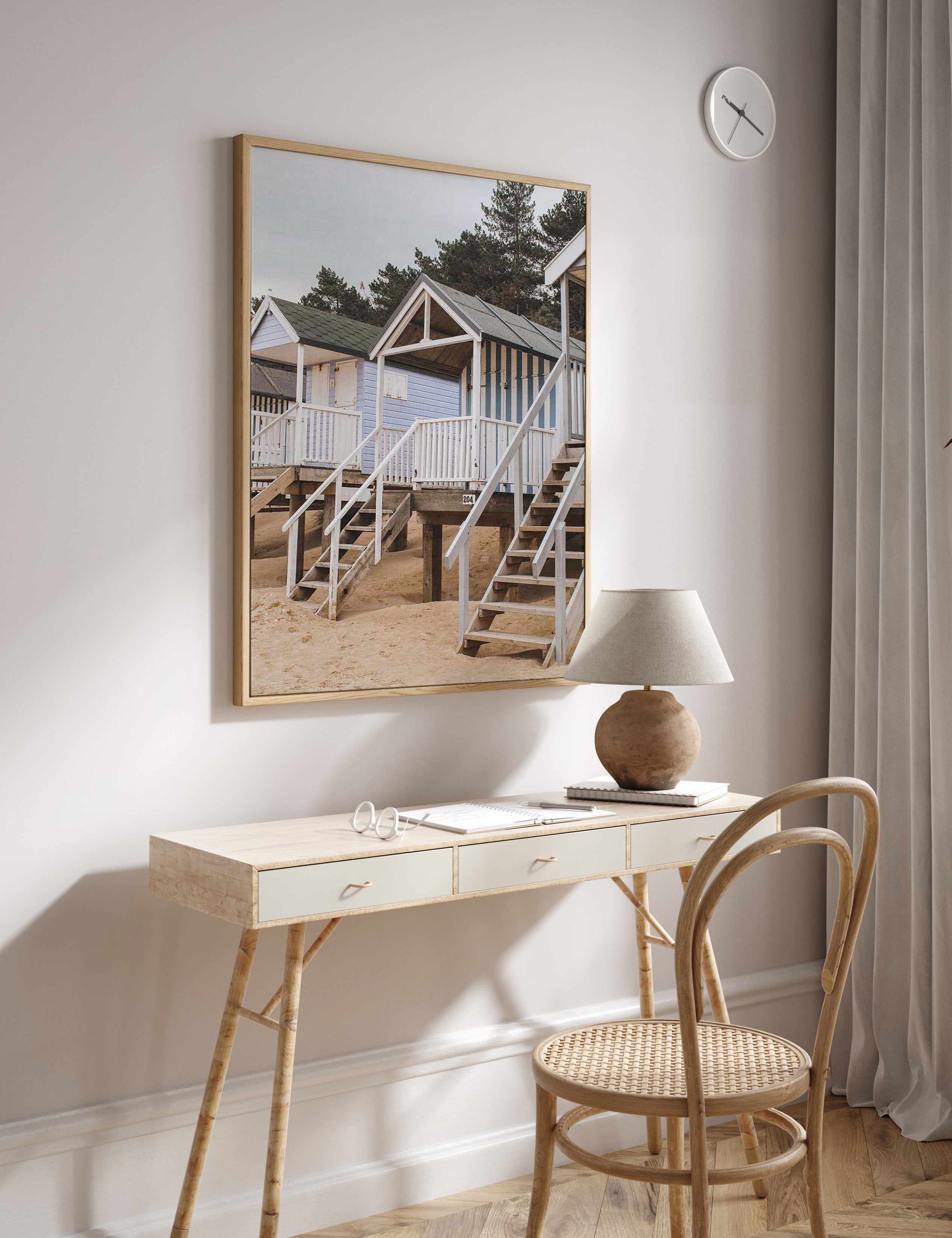 Beach Huts PT by Chloe Frost-Smith | Framed Canvas Art Print