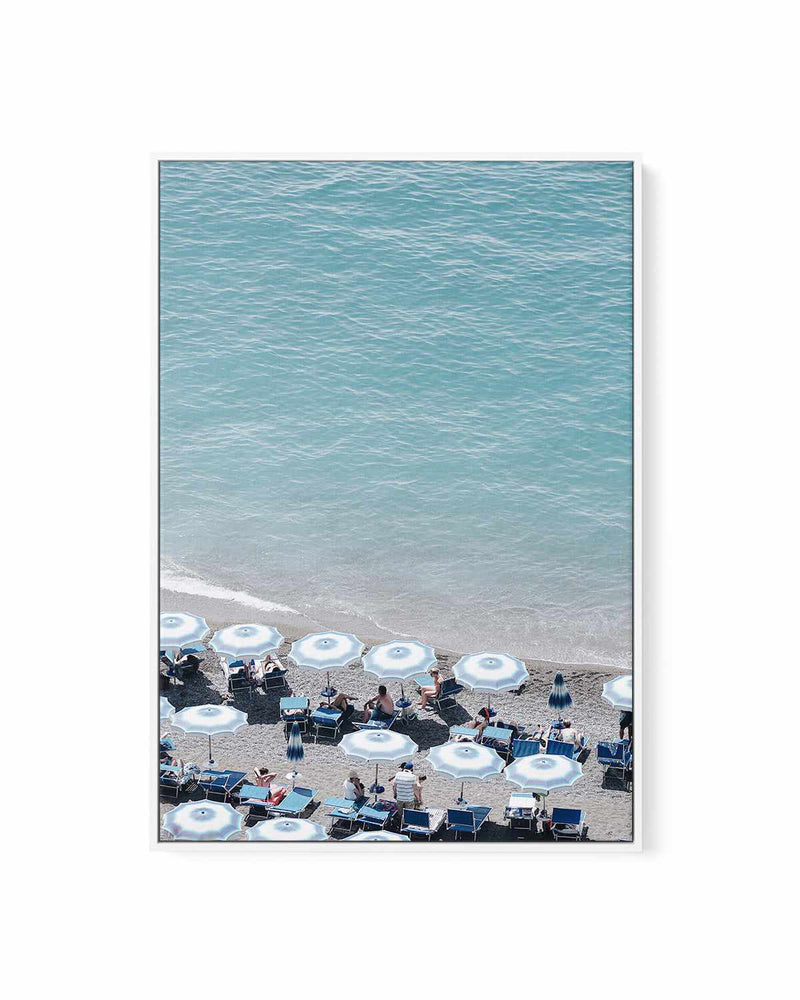 Beachfront Umbrellas by Renee Rae | Framed Canvas Art Print