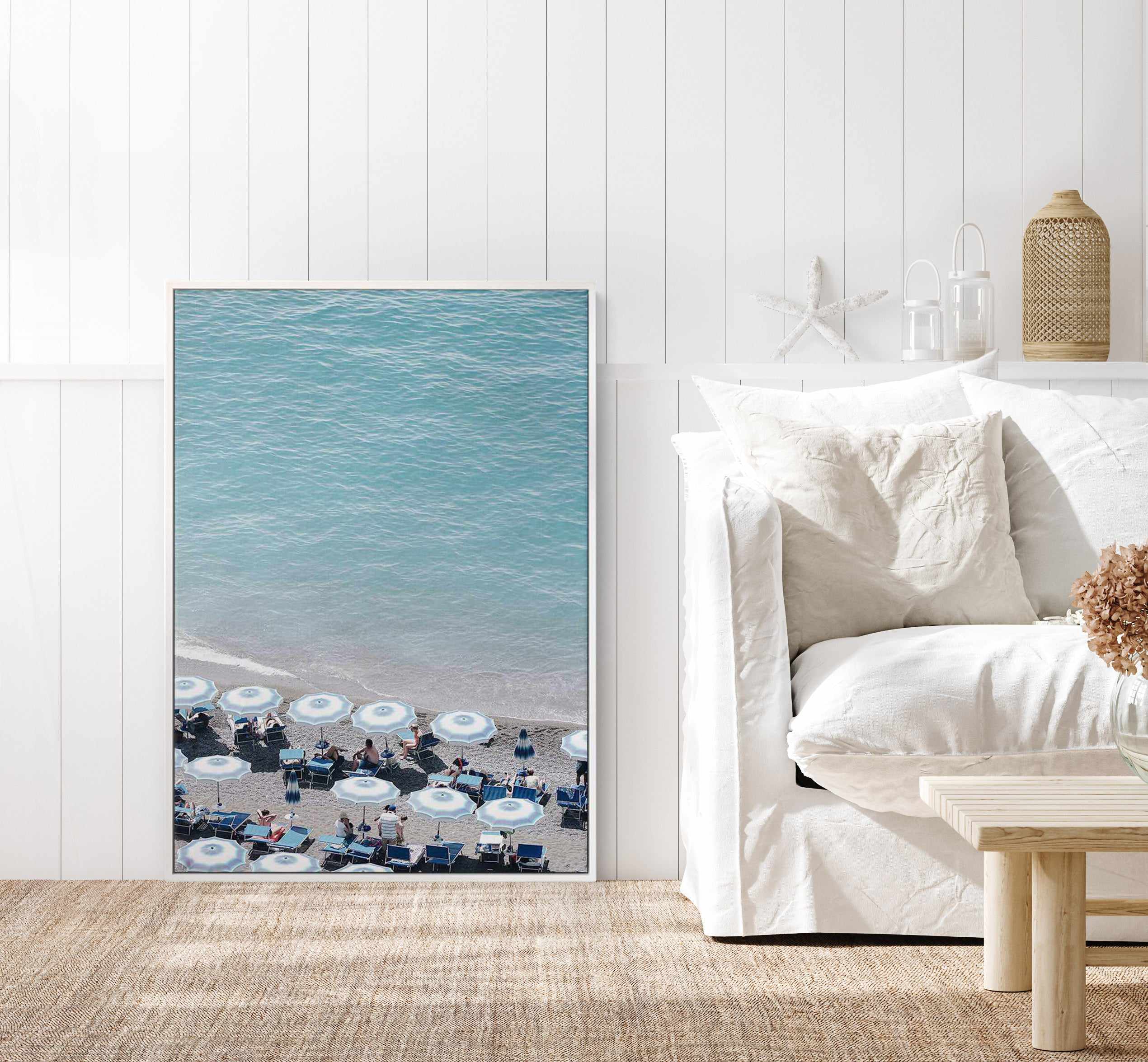 Beachfront Umbrellas by Renee Rae | Framed Canvas Art Print