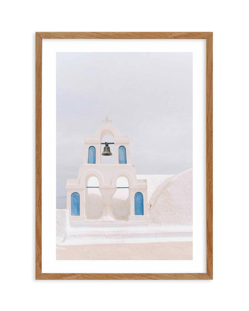 Bells Of Santorini Art Print-Shop Greece Wall Art Prints Online with Olive et Oriel - Our collection of Greek Islands art prints offer unique wall art including blue domes of Santorini in Oia, mediterranean sea prints and incredible posters from Milos and other Greece landscape photography - this collection will add mediterranean blue to your home, perfect for updating the walls in coastal, beach house style. There is Greece art on canvas and extra large wall art with fast, free shipping across 