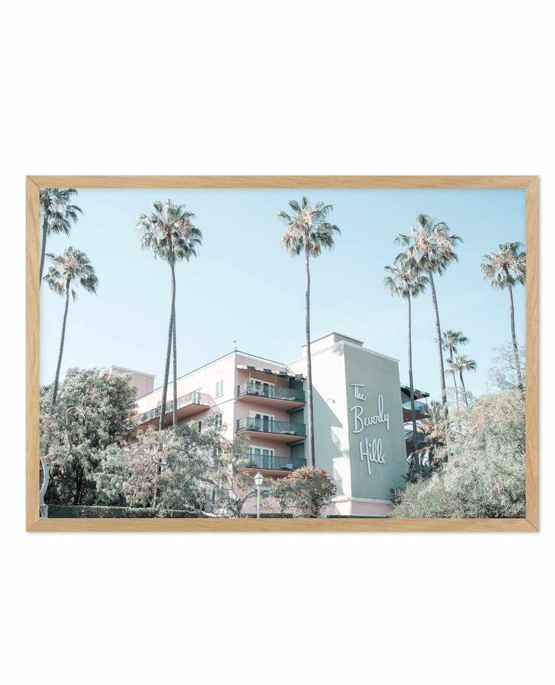 Beverly Hills Hotel | LS | Vintage Art Print-PRINT-Olive et Oriel-Olive et Oriel-A5 | 5.8" x 8.3" | 14.8 x 21cm-Oak-With White Border-Buy-Australian-Art-Prints-Online-with-Olive-et-Oriel-Your-Artwork-Specialists-Austrailia-Decorate-With-Coastal-Photo-Wall-Art-Prints-From-Our-Beach-House-Artwork-Collection-Fine-Poster-and-Framed-Artwork