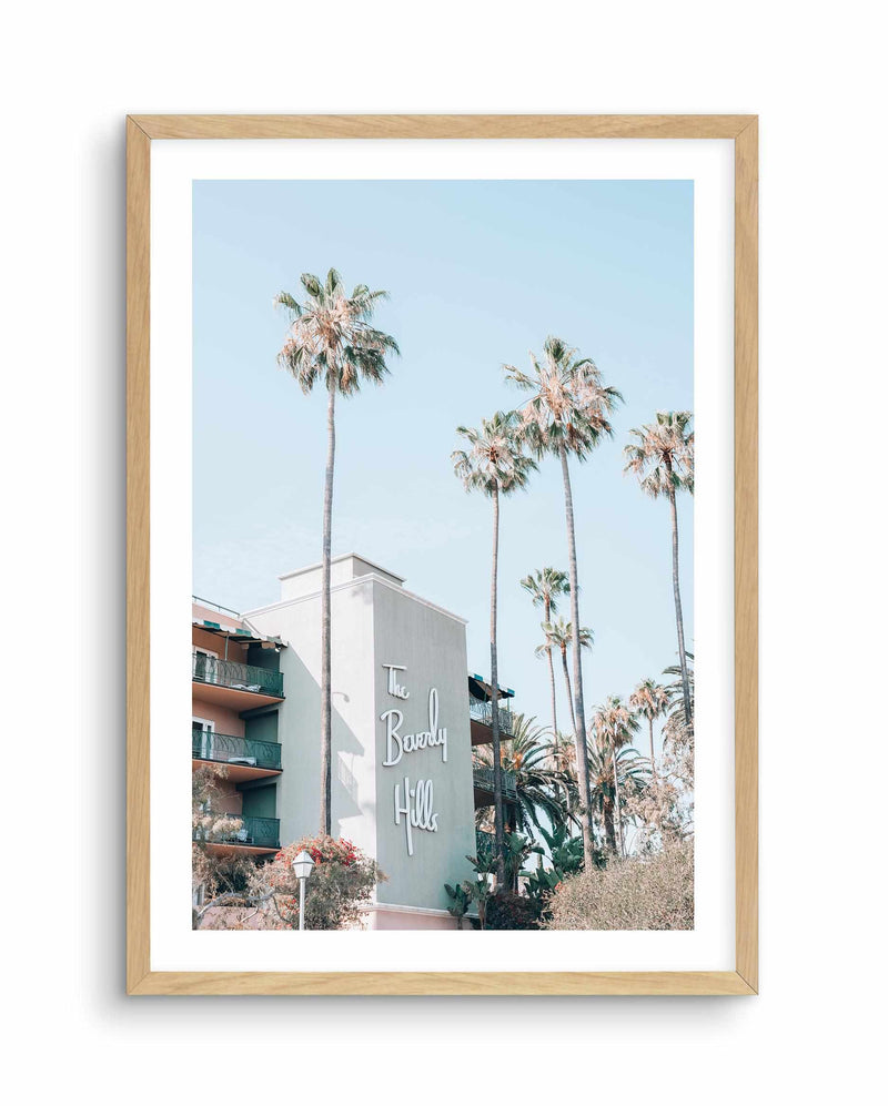 Beverly Hills Hotel | PT | Vintage Art Print-PRINT-Olive et Oriel-Olive et Oriel-A5 | 5.8" x 8.3" | 14.8 x 21cm-Oak-With White Border-Buy-Australian-Art-Prints-Online-with-Olive-et-Oriel-Your-Artwork-Specialists-Austrailia-Decorate-With-Coastal-Photo-Wall-Art-Prints-From-Our-Beach-House-Artwork-Collection-Fine-Poster-and-Framed-Artwork