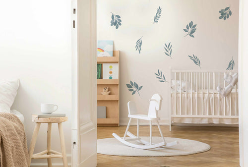 Blue Leaves Decal Set-Decals-Olive et Oriel-Decorate your kids bedroom wall decor with removable wall decals, these fabric kids decals are a great way to add colour and update your children's bedroom. Available as girls wall decals or boys wall decals, there are also nursery decals.
