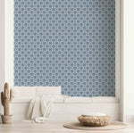 SHOP Blue Tiling | Retro Flower Peel & Stick-on Removable Wallpaper ...