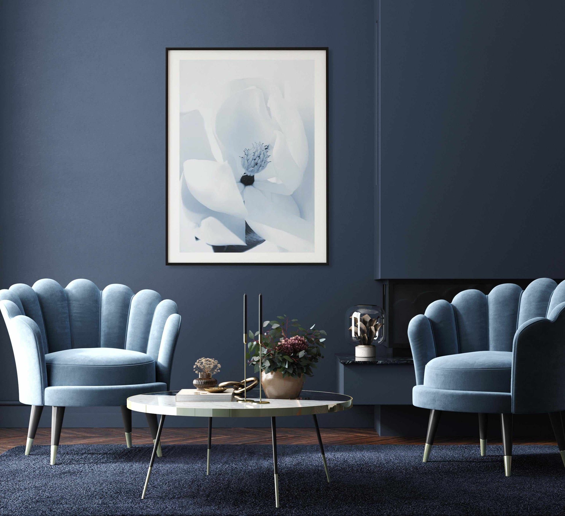 Blue Magnolia Art Print-PRINT-Olive et Oriel-Olive et Oriel-Buy-Australian-Art-Prints-Online-with-Olive-et-Oriel-Your-Artwork-Specialists-Austrailia-Decorate-With-Coastal-Photo-Wall-Art-Prints-From-Our-Beach-House-Artwork-Collection-Fine-Poster-and-Framed-Artwork