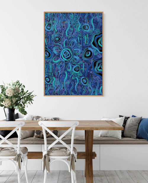 Blue Rain by Kelly Taylor | Framed Canvas Art Print