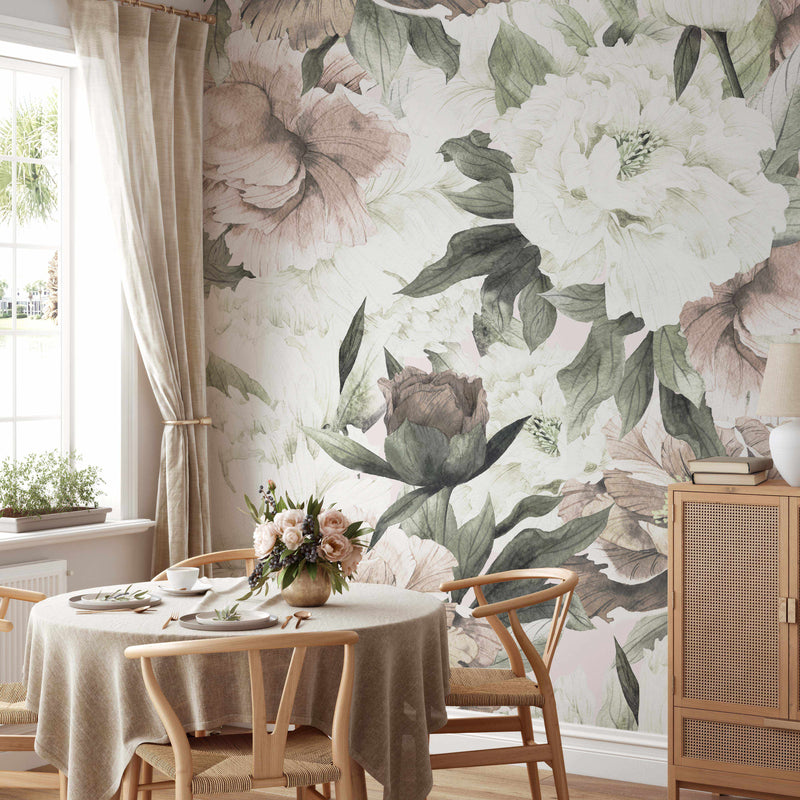Blush Peony Floral Wallpaper Mural-Wallpaper-Buy Kids Removable Wallpaper Online Our Custom Made Children√¢‚Ç¨‚Ñ¢s Wallpapers Are A Fun Way To Decorate And Enhance Boys Bedroom Decor And Girls Bedrooms They Are An Amazing Addition To Your Kids Bedroom Walls Our Collection of Kids Wallpaper Is Sure To Transform Your Kids Rooms Interior Style From Pink Wallpaper To Dinosaur Wallpaper Even Marble Wallpapers For Teen Boys Shop Peel And Stick Wallpaper Online Today With Olive et Oriel