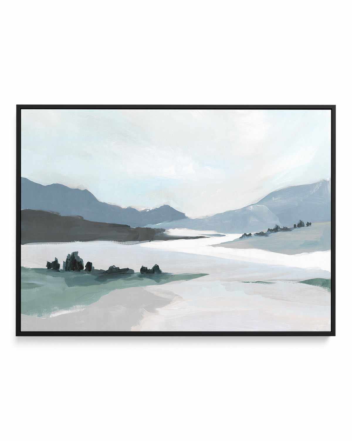 Blushing Land Blue Version | Framed Canvas Art Print