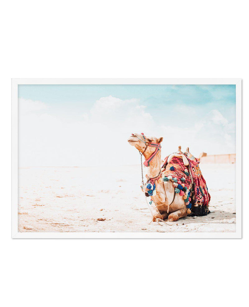 Bohemian Camel | LS Art Print-Shop Australian Art Prints Online with Olive et Oriel - Our collection of Moroccan art prints offer unique wall art including moroccan arches and pink morocco doors of marrakech - this collection will add soft feminine colour to your walls and some may say bohemian style. These traditional morocco landscape photography includes desert scenes of palm trees and camel art prints - there is art on canvas and extra large wall art with fast, free shipping across Australia