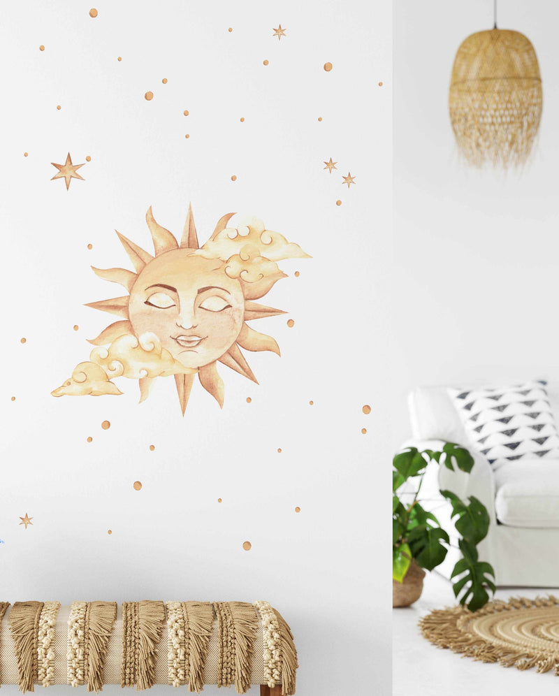 Bohemian Sunshine Decal Set-Decals-Olive et Oriel-Decorate your kids bedroom wall decor with removable wall decals, these fabric kids decals are a great way to add colour and update your children's bedroom. Available as girls wall decals or boys wall decals, there are also nursery decals.