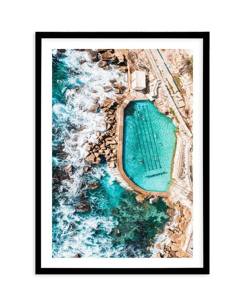 Bronte Pool | From the Skies Art Print-PRINT-Olive et Oriel-Olive et Oriel-A5 | 5.8" x 8.3" | 14.8 x 21cm-Black-With White Border-Buy-Australian-Art-Prints-Online-with-Olive-et-Oriel-Your-Artwork-Specialists-Austrailia-Decorate-With-Coastal-Photo-Wall-Art-Prints-From-Our-Beach-House-Artwork-Collection-Fine-Poster-and-Framed-Artwork