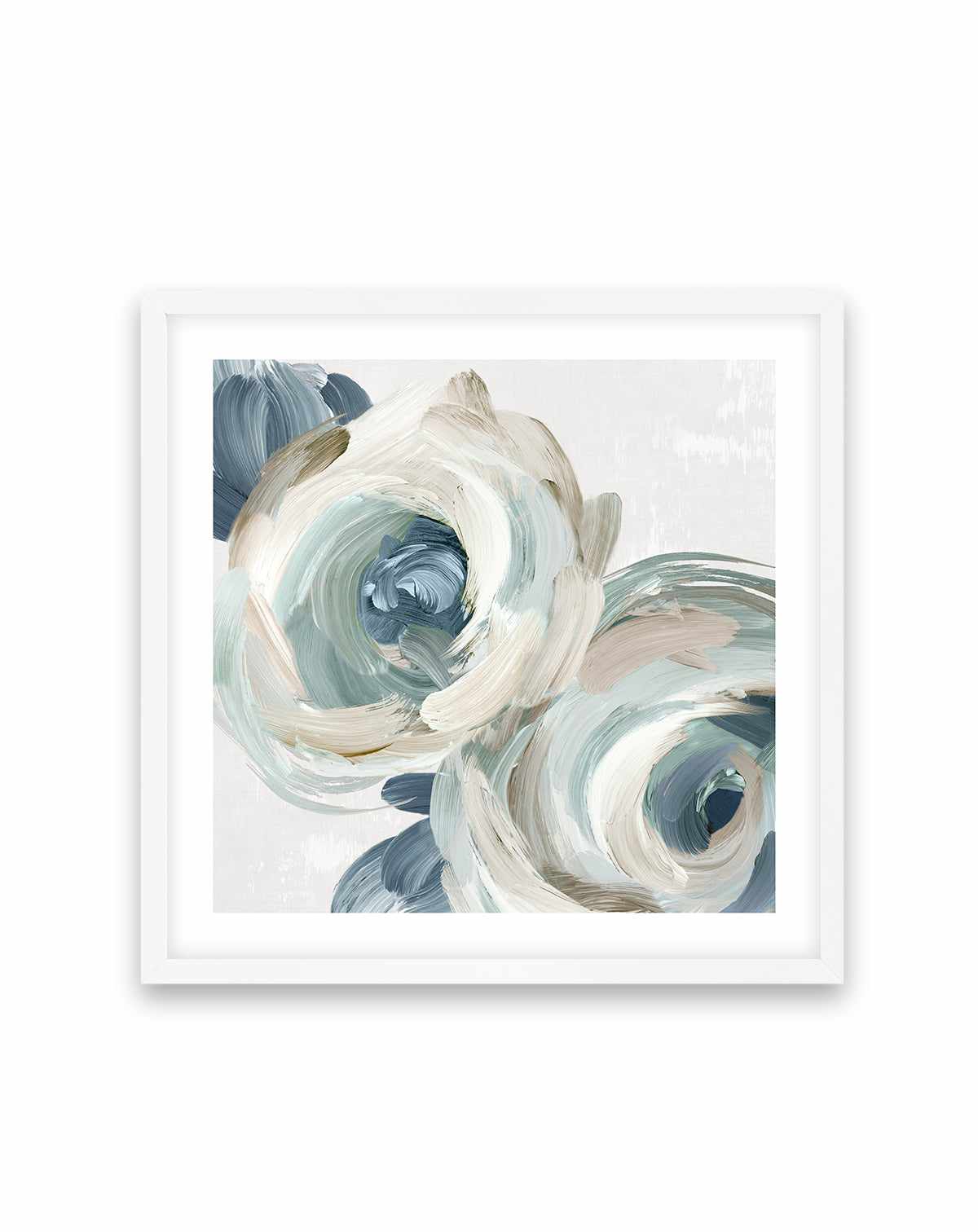 Brush Strokes Blue Flowers Art Print