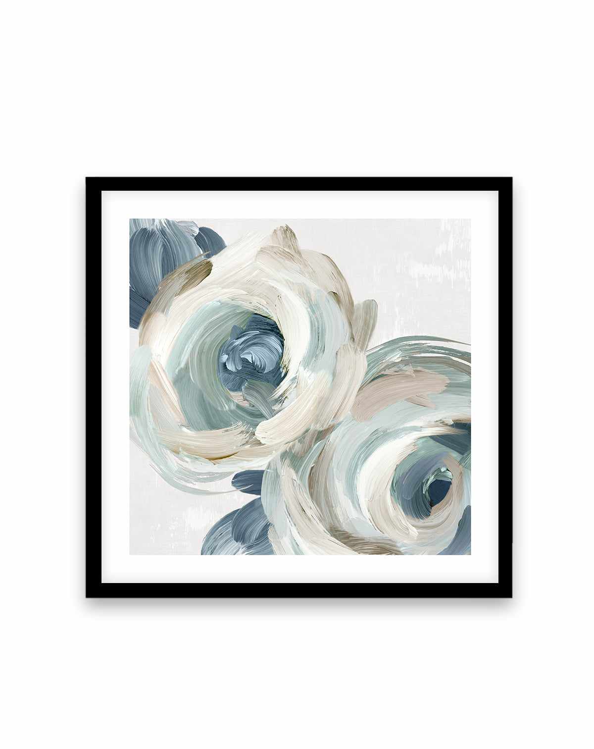 Brush Strokes Blue Flowers Art Print