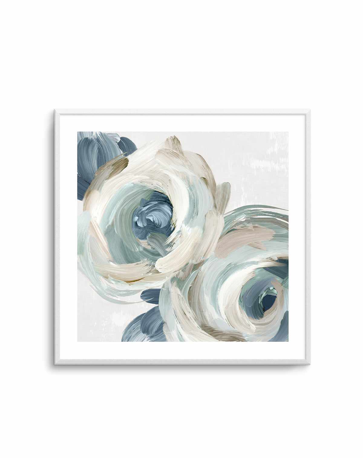 Brush Strokes Blue Flowers Art Print