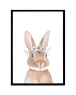 Little Bunny | Flower Crown Art Print-PRINT-Olive et Oriel-Olive et Oriel-A5 | 5.8" x 8.3" | 14.8 x 21cm-Black-With White Border-Buy-Australian-Art-Prints-Online-with-Olive-et-Oriel-Your-Artwork-Specialists-Austrailia-Decorate-With-Coastal-Photo-Wall-Art-Prints-From-Our-Beach-House-Artwork-Collection-Fine-Poster-and-Framed-Artwork
