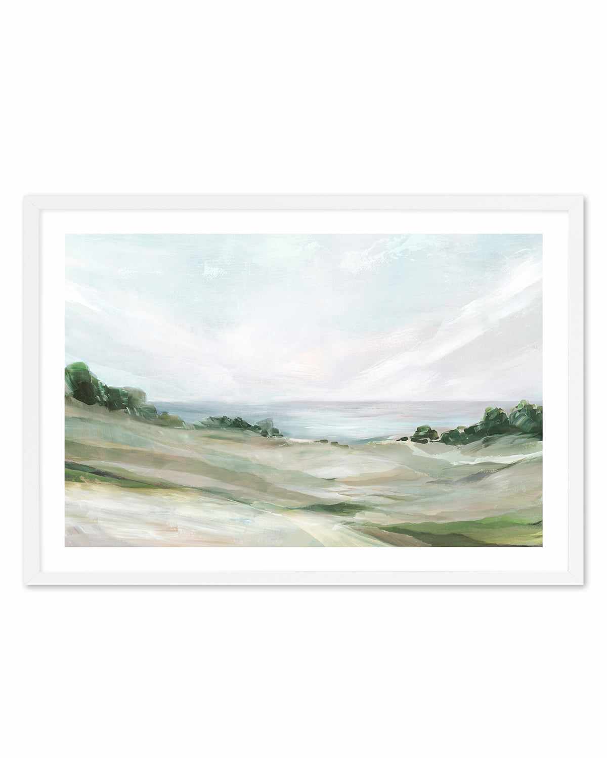 Calm Hill Art Print-PRINT-Order sage mint green framed abstract painting wall art prints online with Olive et Oriel Australia