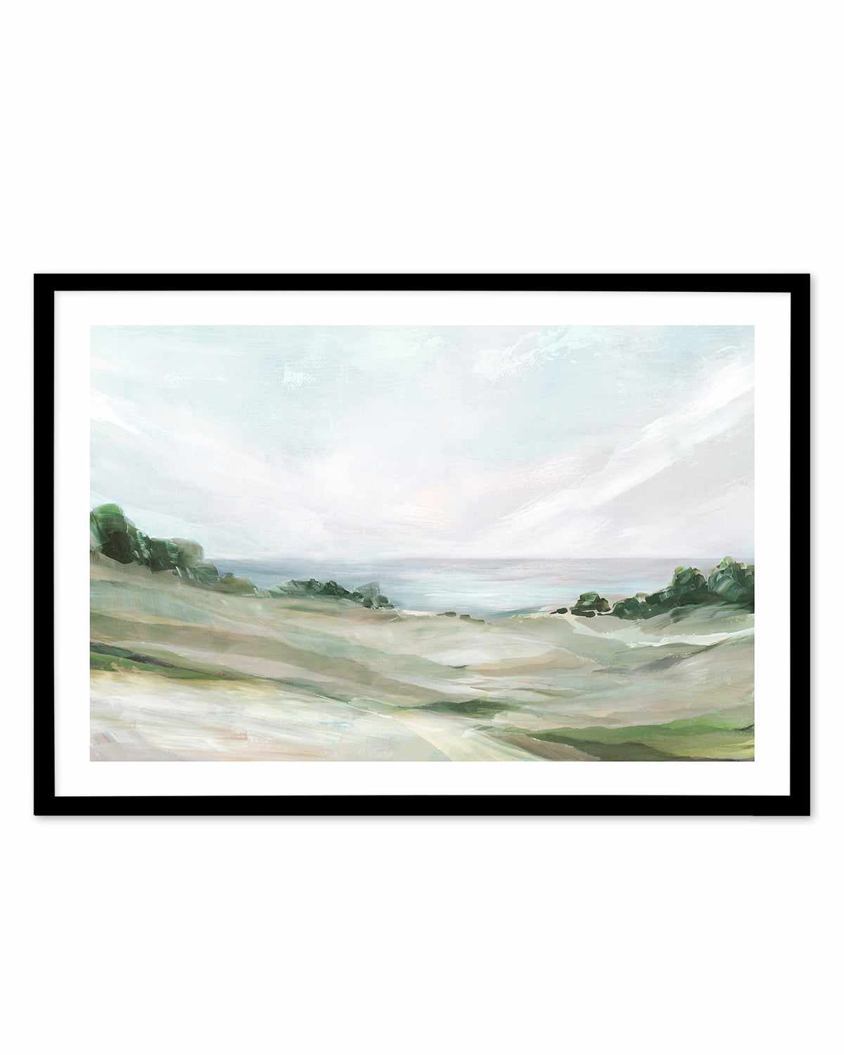 Calm Hill Art Print-PRINT-Order sage mint green framed abstract painting wall art prints online with Olive et Oriel Australia