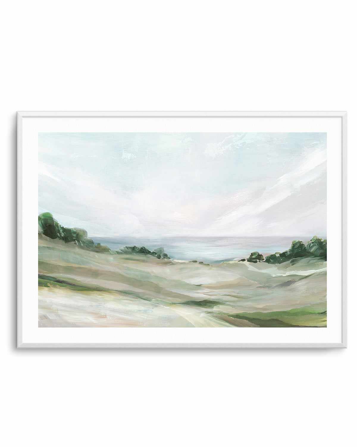 Calm Hill Art Print-PRINT-Order sage mint green framed abstract painting wall art prints online with Olive et Oriel Australia