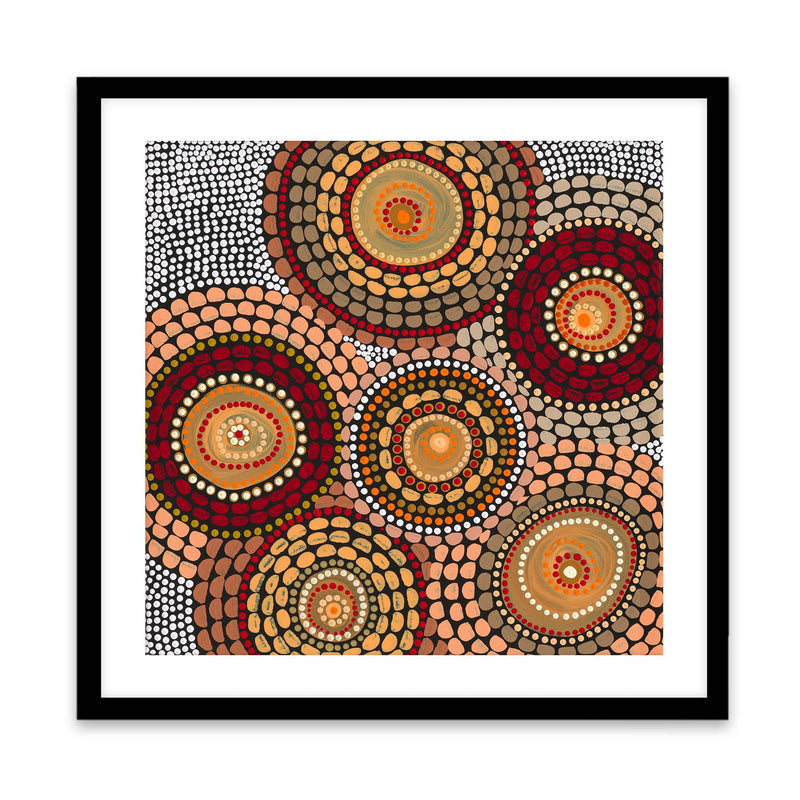 Campfire Meeting By Domica Hill Art Print-PRINT-Olive et Oriel-Domica Hill-70x70 cm | 27.5" x 27.5"-Black-With White Border-Buy-Australian-Art-Prints-Online-with-Olive-et-Oriel-Your-Artwork-Specialists-Austrailia-Decorate-With-Coastal-Photo-Wall-Art-Prints-From-Our-Beach-House-Artwork-Collection-Fine-Poster-and-Framed-Artwork