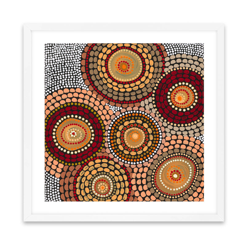 Campfire Meeting By Domica Hill Art Print-PRINT-Olive et Oriel-Domica Hill-70x70 cm | 27.5" x 27.5"-White-With White Border-Buy-Australian-Art-Prints-Online-with-Olive-et-Oriel-Your-Artwork-Specialists-Austrailia-Decorate-With-Coastal-Photo-Wall-Art-Prints-From-Our-Beach-House-Artwork-Collection-Fine-Poster-and-Framed-Artwork