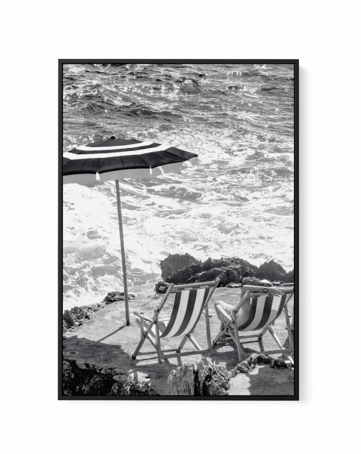 Capri Beach Club II B&W | Framed Canvas-CANVAS-You can shop wall art online with Olive et Oriel for everything from abstract art to fun kids wall art. Our beautiful modern art prints and canvas art are available from large canvas prints to wall art paintings and our proudly Australian artwork collection offers only the highest quality framed large wall art and canvas art Australia - You can buy fashion photography prints or Hampton print posters and paintings on canvas from Olive et Oriel and ha