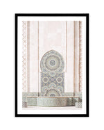 Casablanca Fountain Art Print-Shop Australian Art Prints Online with Olive et Oriel - Our collection of Moroccan art prints offer unique wall art including moroccan arches and pink morocco doors of marrakech - this collection will add soft feminine colour to your walls and some may say bohemian style. These traditional morocco landscape photography includes desert scenes of palm trees and camel art prints - there is art on canvas and extra large wall art with fast, free shipping across Australia
