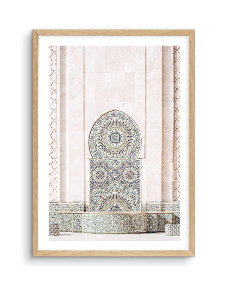 Casablanca Fountain Art Print-Shop Australian Art Prints Online with Olive et Oriel - Our collection of Moroccan art prints offer unique wall art including moroccan arches and pink morocco doors of marrakech - this collection will add soft feminine colour to your walls and some may say bohemian style. These traditional morocco landscape photography includes desert scenes of palm trees and camel art prints - there is art on canvas and extra large wall art with fast, free shipping across Australia