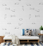 Cats Line Art Wallpaper-Wallpaper-Buy Kids Removable Wallpaper Online Our Custom Made Children√¢‚Ç¨‚Ñ¢s Wallpapers Are A Fun Way To Decorate And Enhance Boys Bedroom Decor And Girls Bedrooms They Are An Amazing Addition To Your Kids Bedroom Walls Our Collection of Kids Wallpaper Is Sure To Transform Your Kids Rooms Interior Style From Pink Wallpaper To Dinosaur Wallpaper Even Marble Wallpapers For Teen Boys Shop Peel And Stick Wallpaper Online Today With Olive et Oriel
