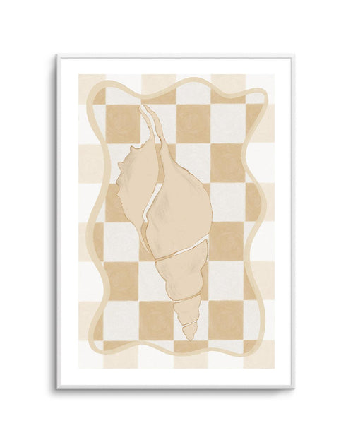 Checked Shell In Soft Beige I Art Print-Buy-Bohemian-Wall-Art-Print-And-Boho-Pictures-from-Olive-et-Oriel-Bohemian-Wall-Art-Print-And-Boho-Pictures-And-Also-Boho-Abstract-Art-Paintings-On-Canvas-For-A-Girls-Bedroom-Wall-Decor-Collection-of-Boho-Style-Feminine-Art-Poster-and-Framed-Artwork-Update-Your-Home-Decorating-Style-With-These-Beautiful-Wall-Art-Prints-Australia