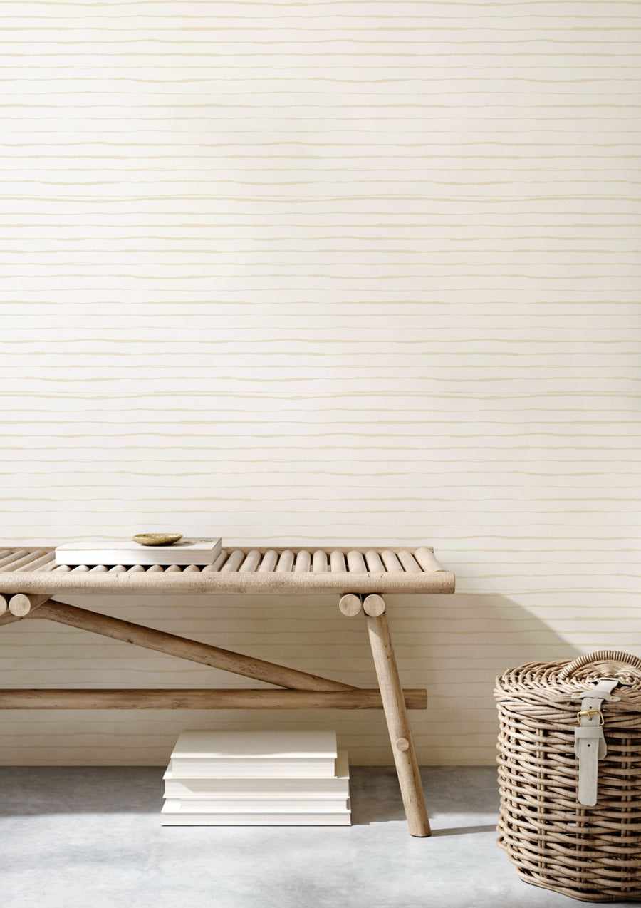 Thin Stripe Wallpaper in Cream