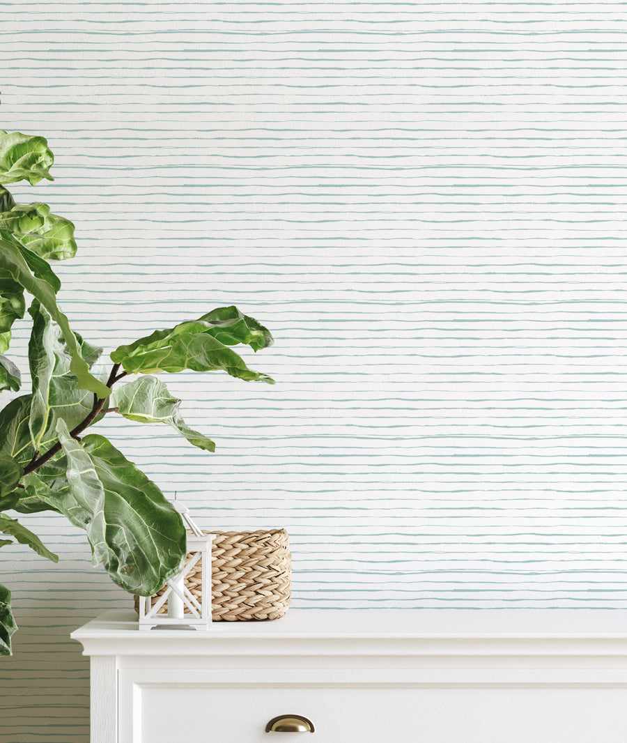 Thin Stripe Wallpaper in Blue