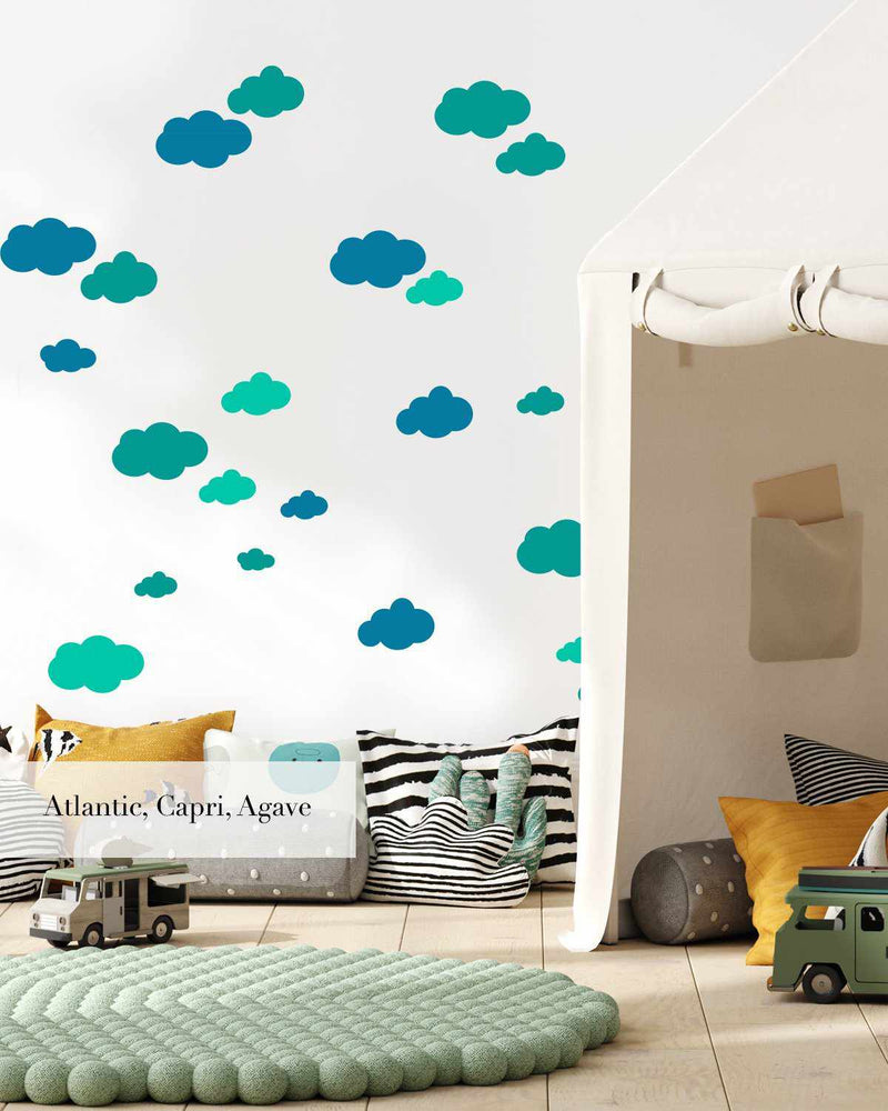 Clouds Decal Set-Decals-Olive et Oriel-Decorate your kids bedroom wall decor with removable wall decals, these fabric kids decals are a great way to add colour and update your children's bedroom. Available as girls wall decals or boys wall decals, there are also nursery decals.