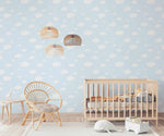 Clouds Wallpaper in Sky Blue-Wallpaper-Buy Kids Removable Wallpaper Online Our Custom Made Children√¢‚Ç¨‚Ñ¢s Wallpapers Are A Fun Way To Decorate And Enhance Boys Bedroom Decor And Girls Bedrooms They Are An Amazing Addition To Your Kids Bedroom Walls Our Collection of Kids Wallpaper Is Sure To Transform Your Kids Rooms Interior Style From Pink Wallpaper To Dinosaur Wallpaper Even Marble Wallpapers For Teen Boys Shop Peel And Stick Wallpaper Online Today With Olive et Oriel