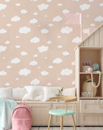 Clouds Wallpaper in Soft Terracotta-Wallpaper-Buy Kids Removable Wallpaper Online Our Custom Made Children√¢‚Ç¨‚Ñ¢s Wallpapers Are A Fun Way To Decorate And Enhance Boys Bedroom Decor And Girls Bedrooms They Are An Amazing Addition To Your Kids Bedroom Walls Our Collection of Kids Wallpaper Is Sure To Transform Your Kids Rooms Interior Style From Pink Wallpaper To Dinosaur Wallpaper Even Marble Wallpapers For Teen Boys Shop Peel And Stick Wallpaper Online Today With Olive et Oriel
