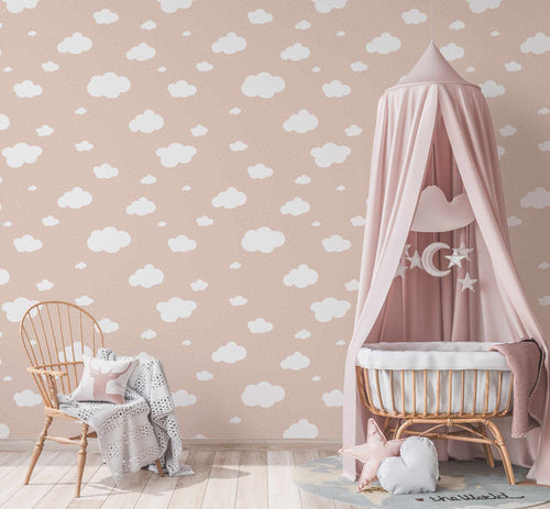 Clouds Wallpaper in Soft Terracotta-Wallpaper-Buy Kids Removable Wallpaper Online Our Custom Made Children√¢‚Ç¨‚Ñ¢s Wallpapers Are A Fun Way To Decorate And Enhance Boys Bedroom Decor And Girls Bedrooms They Are An Amazing Addition To Your Kids Bedroom Walls Our Collection of Kids Wallpaper Is Sure To Transform Your Kids Rooms Interior Style From Pink Wallpaper To Dinosaur Wallpaper Even Marble Wallpapers For Teen Boys Shop Peel And Stick Wallpaper Online Today With Olive et Oriel