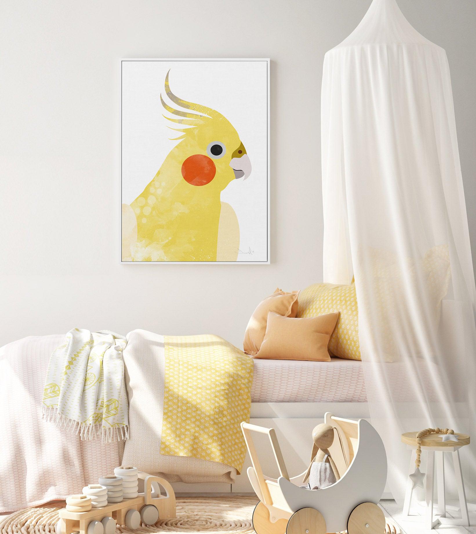 Cockatiel I by Dan Hobday | Framed Canvas-CANVAS-You can shop wall art online with Olive et Oriel for everything from abstract art to fun kids wall art. Our beautiful modern art prints and canvas art are available from large canvas prints to wall art paintings and our proudly Australian artwork collection offers only the highest quality framed large wall art and canvas art Australia - You can buy fashion photography prints or Hampton print posters and paintings on canvas from Olive et Oriel and 