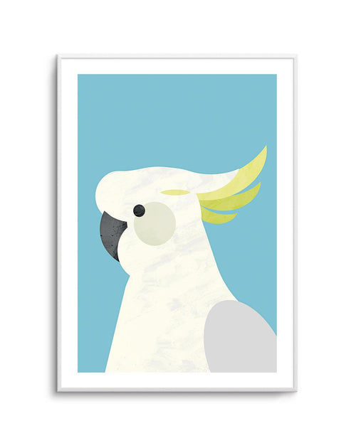Cockatoo on Blue by Dan Hobday Art Print-PRINT-Olive et Oriel-Dan Hobday-A5 | 5.8" x 8.3" | 14.8 x 21cm-Unframed Art Print-With White Border-Buy-Australian-Art-Prints-Online-with-Olive-et-Oriel-Your-Artwork-Specialists-Austrailia-Decorate-With-Coastal-Photo-Wall-Art-Prints-From-Our-Beach-House-Artwork-Collection-Fine-Poster-and-Framed-Artwork